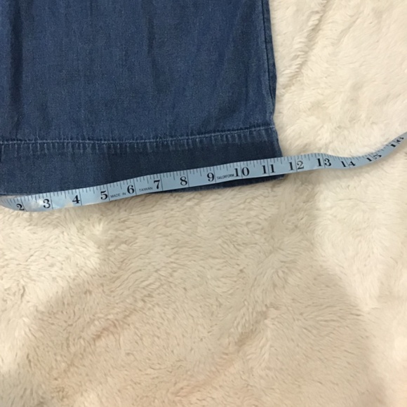 American Eagle Women Size SM Wide Leg Chambray Cropped Pants Ankle Cotton Denim - Picture 11 of 11